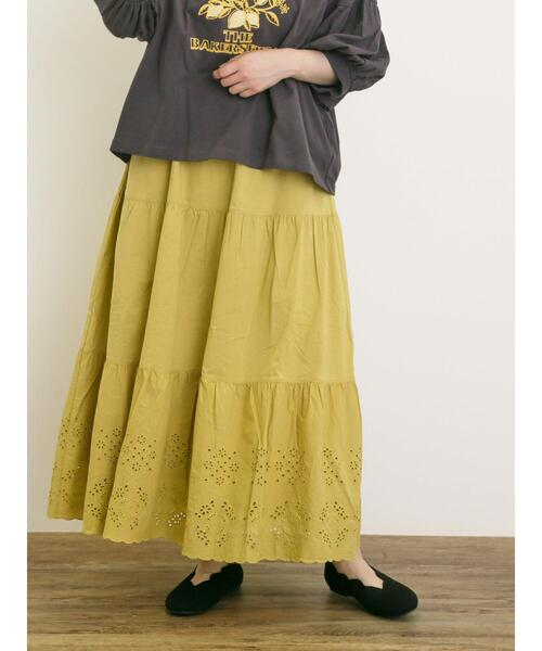 Samansa Mos2（サマンサ モスモス）の「裾レースティアードスカート（スカート・レディース・イエロー/ブラック/オフホワイト/ブルー・F）」の5枚目の写真