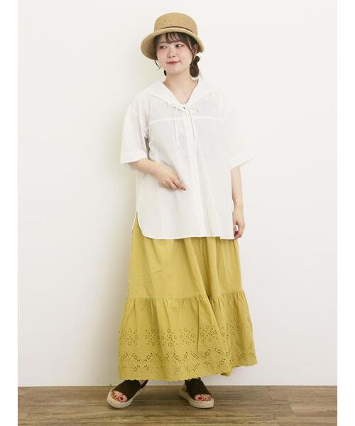 Samansa Mos2（サマンサ モスモス）の「裾レースティアードスカート（スカート・レディース・イエロー/ブラック/オフホワイト/ブルー・F）」の10枚目の写真