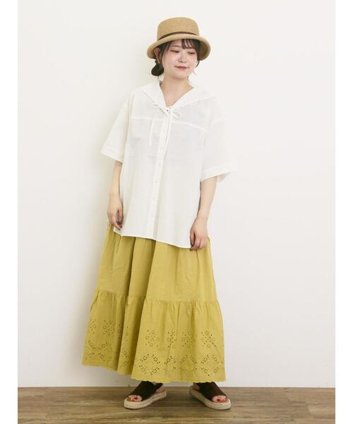 Samansa Mos2（サマンサ モスモス）の「裾レースティアードスカート（スカート・レディース・イエロー/ブラック/オフホワイト/ブルー・F）」の11枚目の写真
