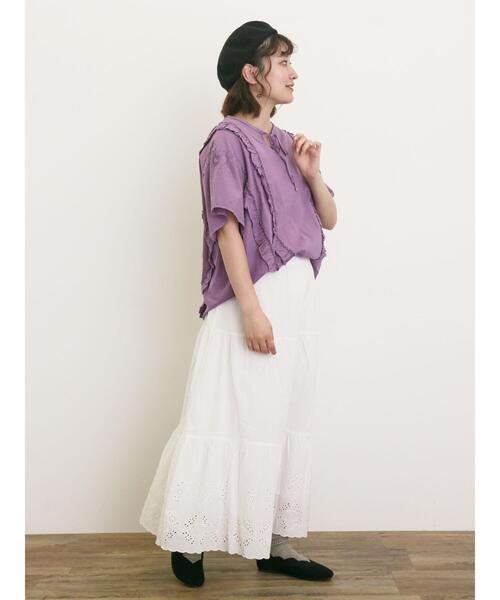 Samansa Mos2（サマンサ モスモス）の「裾レースティアードスカート（スカート・レディース・イエロー/ブラック/オフホワイト/ブルー・F）」の19枚目の写真