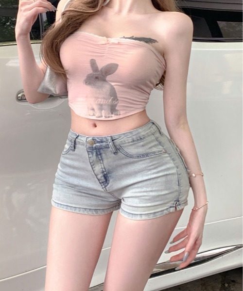 kirakiraShop(キラキラショップ)の「ハート ショート デニム パンツ(デニムパンツ・レディース・ダークグレー/ブルー/ブラック/ライトブルー・S/M/L)」の10枚目の写真