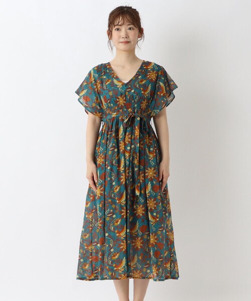 one'sterrace(ワンズテラス)の「リゾート カラフルフラワー&バードワンピース(ワンピース・レディース・ベージュ系8/ブルー系その他7/ブラック系8・02)」の5枚目の写真
