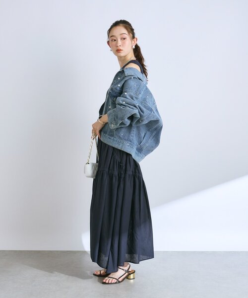 タグ付き 極美品 ナイロンラミーリボンワンピース 直近モデル リネン Aライン 最強愛されワンピ】アシンメトリーリボンリネンミックス