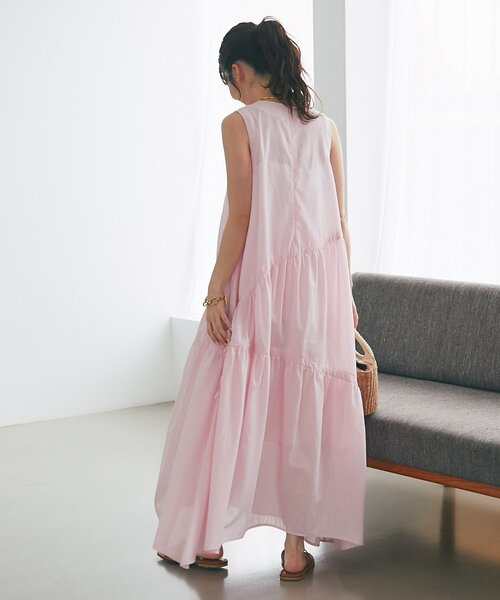 La boutique BonBonアシンメトリーリボンリネンミックスワンピース La boutique BonBonアシンメトリーリボンリネンミックス