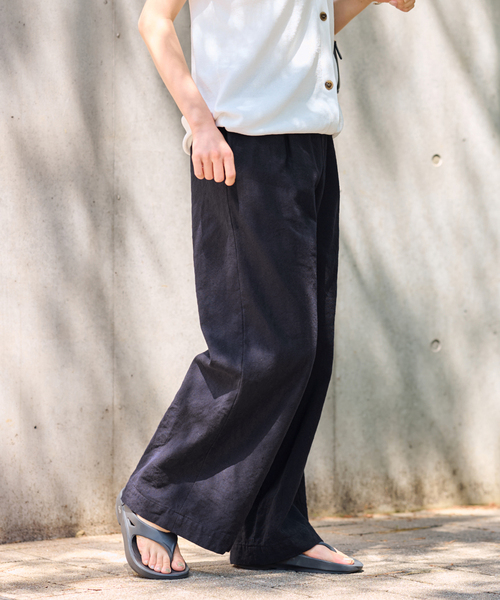 FRAMeWORK イージーワークパンツ フレームワーク FRAMeWORK 綿麻イージーパンツ （ネイビー