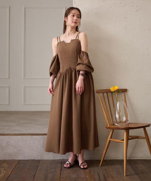ワンピース mideal 2way sleeve corset onepiece セール】2way sleeve corset onepiece / 2wayスリーブコルセット