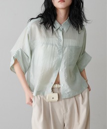 LARUTA | 【LARUTA】シアー半袖刺繍ロゴシャツ(シャツ/ブラウス)
