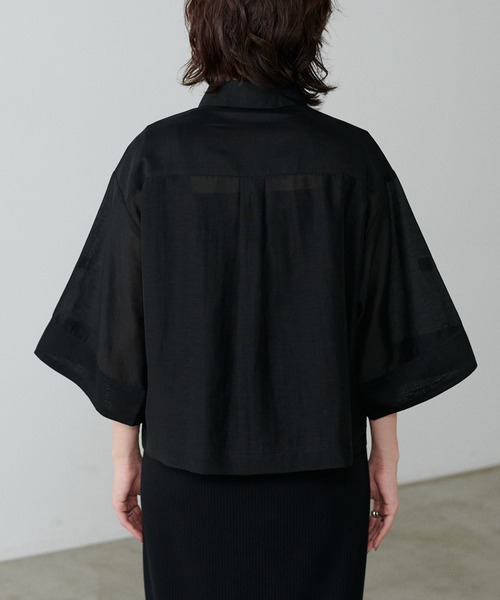 LARUTA（ラルータ）の「【LARUTA】シアー半袖刺繍ロゴシャツ（シャツ/ブラウス・レディース・ブラック/オフホワイト/ミント/ストライプ/キャメル・FREE）」の14枚目の写真