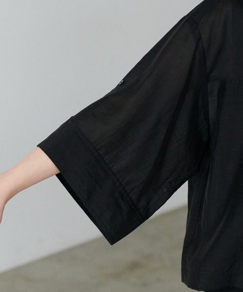 LARUTA（ラルータ）の「【LARUTA】シアー半袖刺繍ロゴシャツ（シャツ/ブラウス・レディース・ブラック/オフホワイト/ミント/ストライプ/キャメル・FREE）」の11枚目の写真