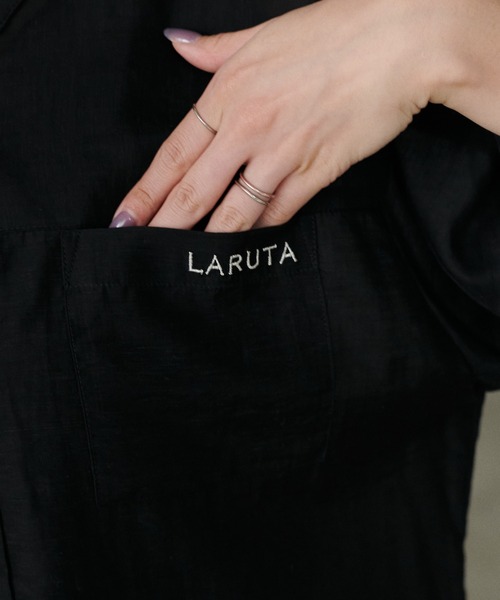 LARUTA（ラルータ）の「【LARUTA】シアー半袖刺繍ロゴシャツ（シャツ/ブラウス・レディース・ブラック/オフホワイト/ミント/ストライプ/キャメル・FREE）」の9枚目の写真