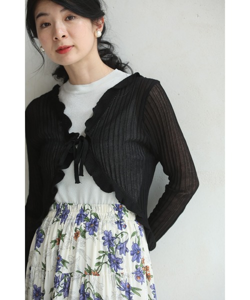 cawaii（カワイイ）の「Xラインフリルの短丈カーディガン（カーディガン/ボレロ・レディース・ホワイト/ブラック・FREE）」の13枚目の写真