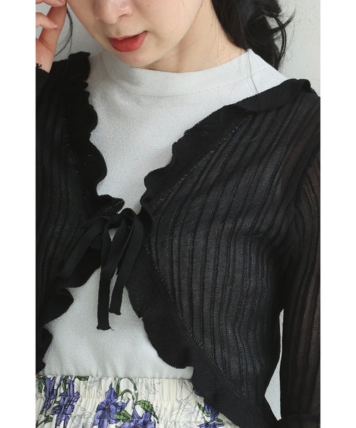 cawaii（カワイイ）の「Xラインフリルの短丈カーディガン（カーディガン/ボレロ・レディース・ホワイト/ブラック・FREE）」の15枚目の写真