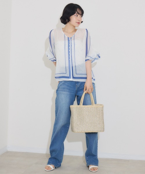 ブラウス シャツ 「KATHARINE ROSS」キャットミント刺しゅうシャツ レディース KATHARINE ROSS ブラウス シャツ 「KATHARINE ROSS」COOL撥水袖
