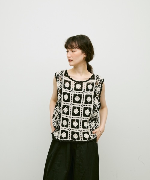 セール】Crochet daisy vest / クロシェ編みデイジーベスト（ベスト