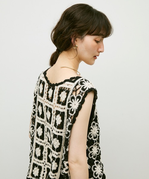 Lutim by u（ルチバイユー）の「Crochet daisy vest / クロシェ編みデイジーベスト（ベスト・レディース・ナチュラル/ブラック・FREE）」の16枚目の写真