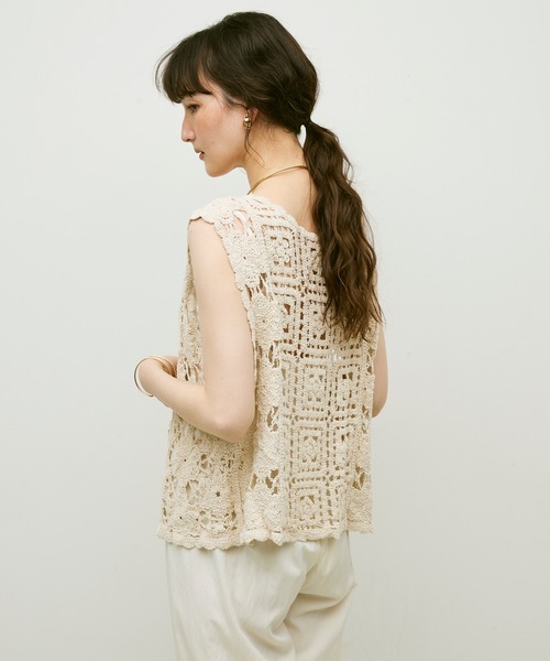 Lutim by u（ルチバイユー）の「Crochet daisy vest / クロシェ編みデイジーベスト（ベスト・レディース・ナチュラル/ブラック・FREE）」の19枚目の写真
