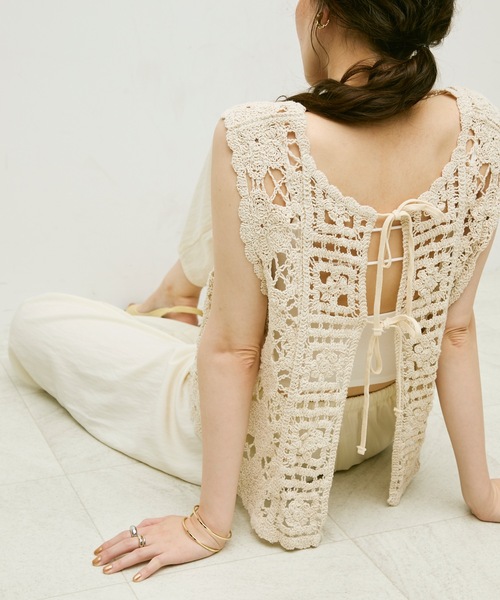 Crochet daisy vest / クロシェ編みデイジーベスト（ベスト）｜Lutim