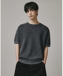 Vini（ヴィニ）の「ピグメントウォッシュラウンドネックニット（Tシャツ/カットソー）」