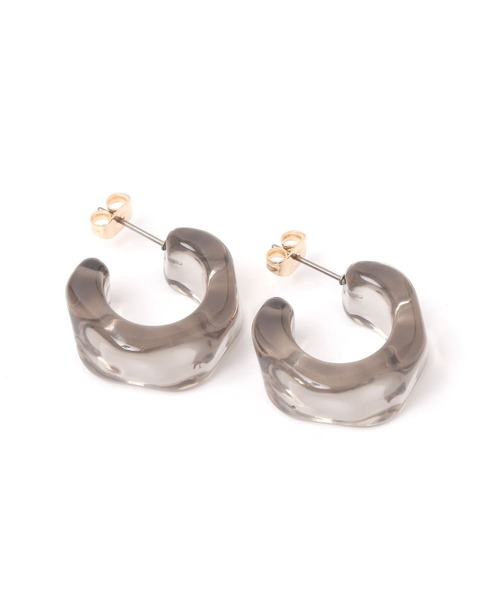 studio CLIP(スタディオクリップ)の「【daily CLIP】クリアカラーフープピアス(ピアス(両耳用)・レディース・グレー/シャーベット・FREE)」の2枚目の写真