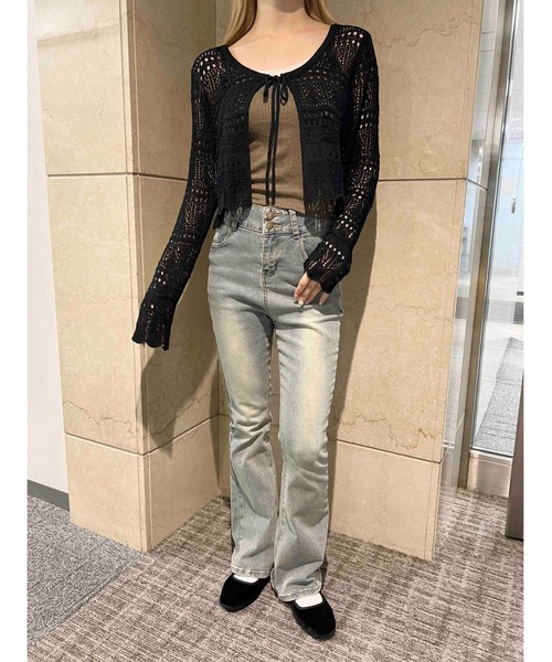 PHILLY（フィリー）の「【PHILLY】クロシェニットカーディガン（カーディガン/ボレロ・レディース・ホワイト/ブラック・FREE）」の9枚目の写真