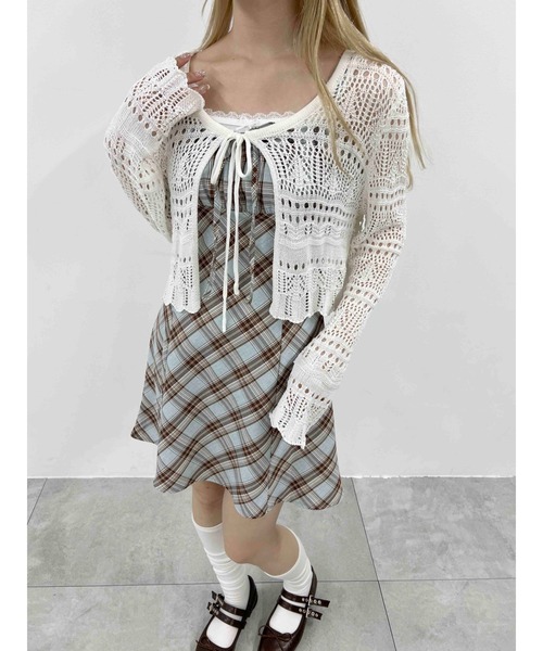 PHILLY（フィリー）の「【PHILLY】クロシェニットカーディガン（カーディガン/ボレロ・レディース・ホワイト/ブラック・FREE）」の3枚目の写真