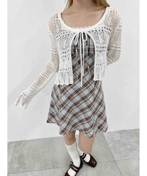 PHILLY（フィリー）の「【PHILLY】クロシェニットカーディガン（カーディガン/ボレロ・レディース・ホワイト/ブラック・FREE）」の4枚目の写真