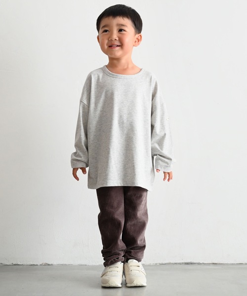 PUPPAPUPO(プッパプーポ)の「カラーネップ オーバーサイズ 長袖 Tシャツ(Tシャツ/カットソー・キッズ・杢グレー/キナリ/アイボリー・90/80/110/100)」の4枚目の写真