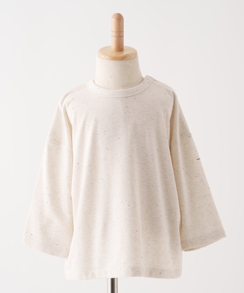PUPPAPUPO(プッパプーポ)の「カラーネップ オーバーサイズ 長袖 Tシャツ(Tシャツ/カットソー・キッズ・杢グレー/キナリ/アイボリー・90/80/110/100)」の9枚目の写真