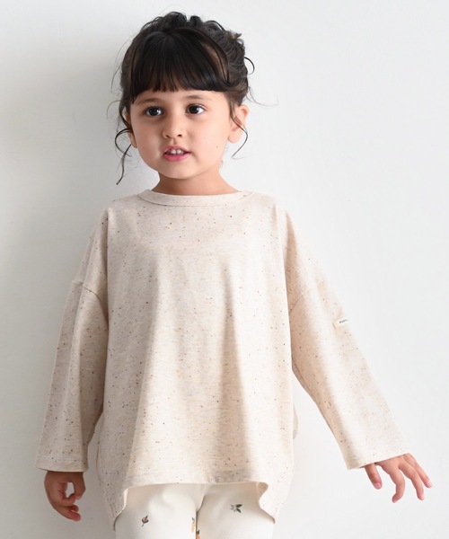 PUPPAPUPO(プッパプーポ)の「カラーネップ オーバーサイズ 長袖 Tシャツ(Tシャツ/カットソー・キッズ・杢グレー/キナリ/アイボリー・90/80/110/100)」の13枚目の写真