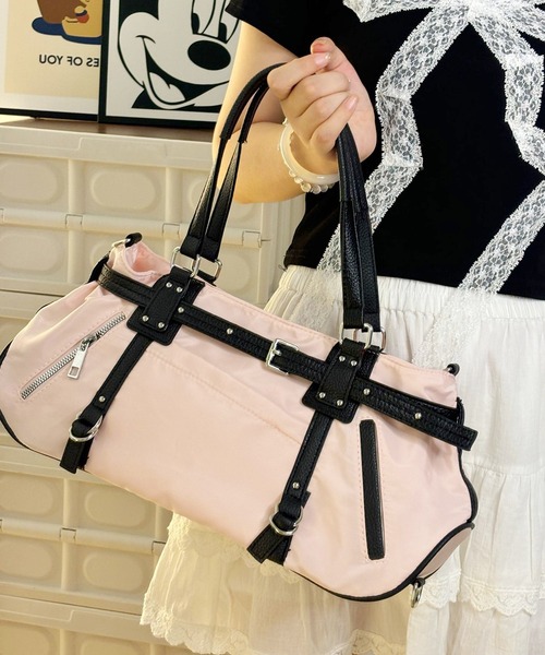 Lace Ladies(レースレディース)の「2WAY ショルダー ベルト付き ボストン トートバッグ(ボストンバッグ・レディース・ブラック/ピンク/ブラウン・FREE)」の5枚目の写真
