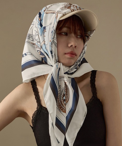 【Reo様】 #H801 シルク 大判スカーフ 140 ホワイト バンダナ SHIZUTA スカーフ バンダナ SZT: 大判スカーフ レディース
