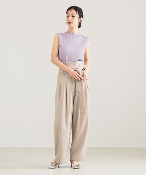 Demi-Luxe BEAMS（デミルクス ビームス）の「【2/5再値下げ】シルク ノースリーブ トップス（ニット/セーター・レディース・ネイビー/ラベンダー・ONE SIZE）」の3枚目の写真