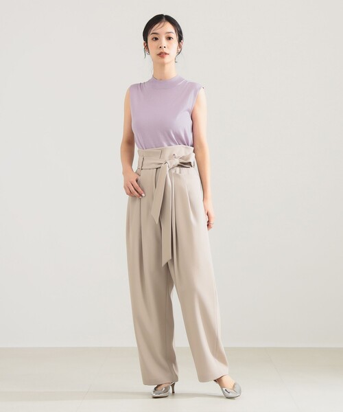 Demi-Luxe BEAMS（デミルクス ビームス）の「【2/5再値下げ】シルク ノースリーブ トップス（ニット/セーター・レディース・ネイビー/ラベンダー・ONE SIZE）」の4枚目の写真