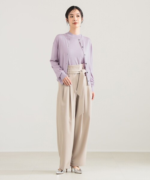 Demi-Luxe BEAMS（デミルクス ビームス）の「【2/5再値下げ】シルク ノースリーブ トップス（ニット/セーター・レディース・ネイビー/ラベンダー・ONE SIZE）」の6枚目の写真