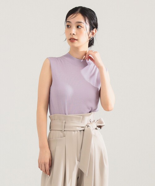 Demi-Luxe BEAMS（デミルクス ビームス）の「【2/5再値下げ】シルク ノースリーブ トップス（ニット/セーター・レディース・ネイビー/ラベンダー・ONE SIZE）」の9枚目の写真