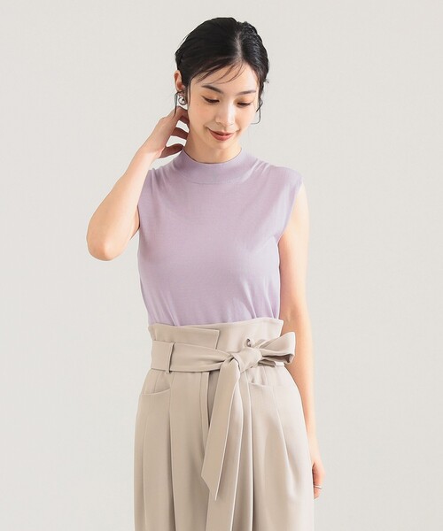 Demi-Luxe BEAMS（デミルクス ビームス）の「【2/5再値下げ】シルク ノースリーブ トップス（ニット/セーター・レディース・ネイビー/ラベンダー・ONE SIZE）」の10枚目の写真