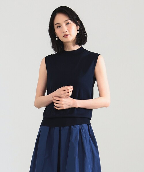 Demi-Luxe BEAMS（デミルクス ビームス）の「【2/5再値下げ】シルク ノースリーブ トップス（ニット/セーター・レディース・ネイビー/ラベンダー・ONE SIZE）」の16枚目の写真