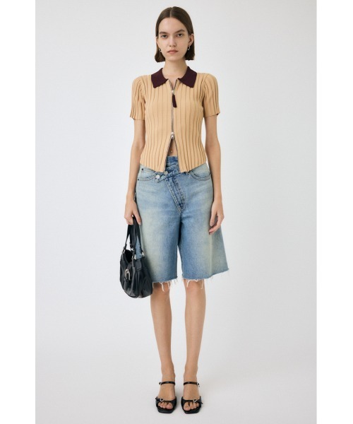 MOUSSY(マウジー)の「ZIP UP RIB KNIT H/S シャツ(ニット/セーター・レディース・オフホワイト/ダークブラウン/オレンジ系その他・FREE)」の9枚目の写真