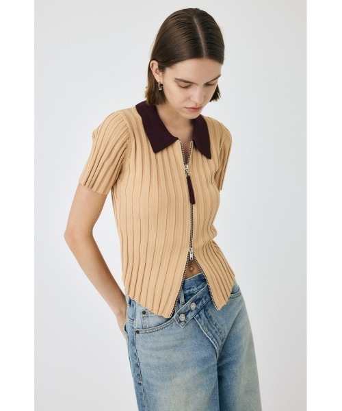 MOUSSY(マウジー)の「ZIP UP RIB KNIT H/S シャツ(ニット/セーター・レディース・オフホワイト/ダークブラウン/オレンジ系その他・FREE)」の10枚目の写真