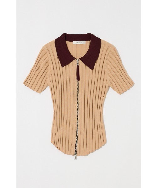 MOUSSY(マウジー)の「ZIP UP RIB KNIT H/S シャツ(ニット/セーター・レディース・オフホワイト/ダークブラウン/オレンジ系その他・FREE)」の12枚目の写真