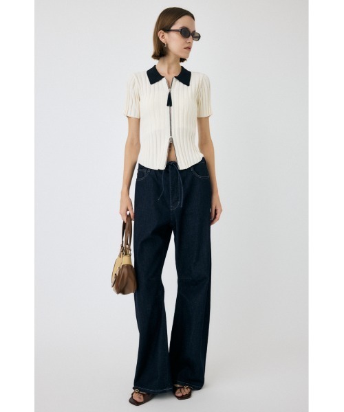 MOUSSY(マウジー)の「ZIP UP RIB KNIT H/S シャツ(ニット/セーター・レディース・オフホワイト/ダークブラウン/オレンジ系その他・FREE)」の14枚目の写真