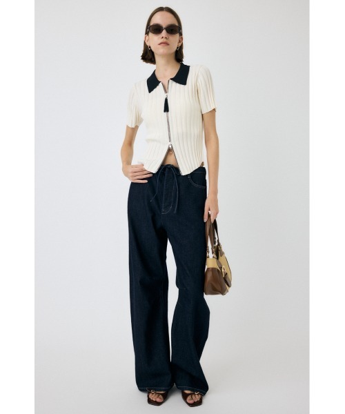 MOUSSY(マウジー)の「ZIP UP RIB KNIT H/S シャツ(ニット/セーター・レディース・オフホワイト/ダークブラウン/オレンジ系その他・FREE)」の15枚目の写真