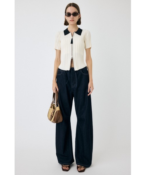 MOUSSY(マウジー)の「ZIP UP RIB KNIT H/S シャツ(ニット/セーター・レディース・オフホワイト/ダークブラウン/オレンジ系その他・FREE)」の16枚目の写真