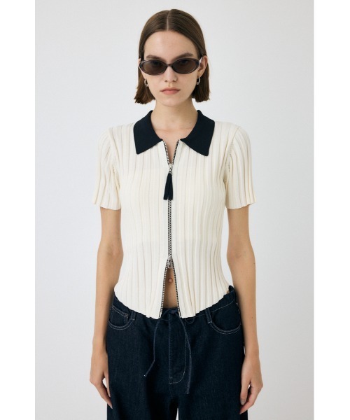 セール】ZIP UP RIB KNIT H/S シャツ（ニット/セーター）｜MOUSSY