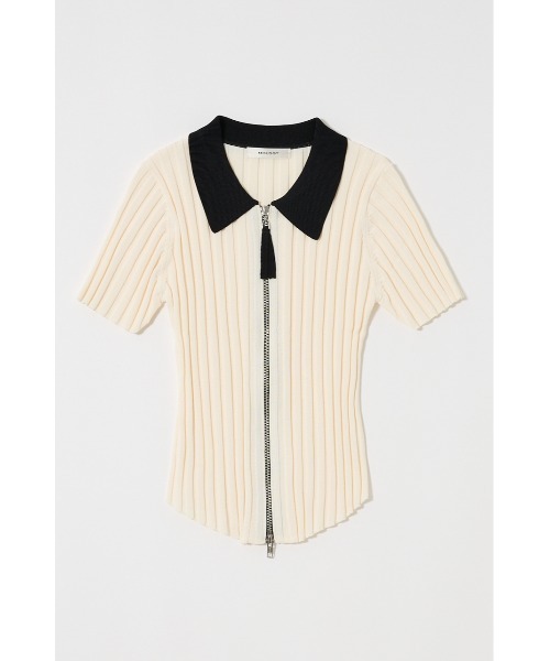 MOUSSY(マウジー)の「ZIP UP RIB KNIT H/S シャツ(ニット/セーター・レディース・オフホワイト/ダークブラウン/オレンジ系その他・FREE)」の19枚目の写真