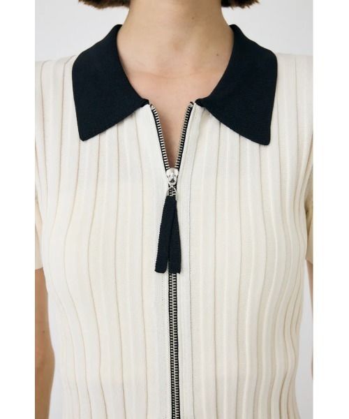MOUSSY(マウジー)の「ZIP UP RIB KNIT H/S シャツ(ニット/セーター・レディース・オフホワイト/ダークブラウン/オレンジ系その他・FREE)」の22枚目の写真