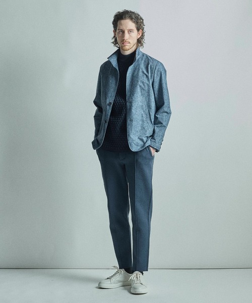 MEN'S BIGI(メンズビギ)の「ニットコンビ モックネック長袖Tシャツ(Tシャツ/カットソー・メンズ・ブラウン/ホワイト/ネイビー・02/03/04/01)」の14枚目の写真