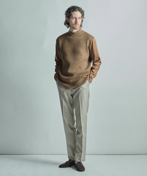 MEN'S BIGI(メンズビギ)の「ニットコンビ モックネック長袖Tシャツ(Tシャツ/カットソー・メンズ・ブラウン/ホワイト/ネイビー・02/03/04/01)」の13枚目の写真