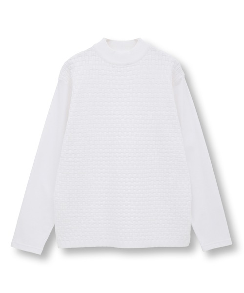 MEN'S BIGI(メンズビギ)の「ニットコンビ モックネック長袖Tシャツ(Tシャツ/カットソー・メンズ・ブラウン/ホワイト/ネイビー・02/03/04/01)」の18枚目の写真