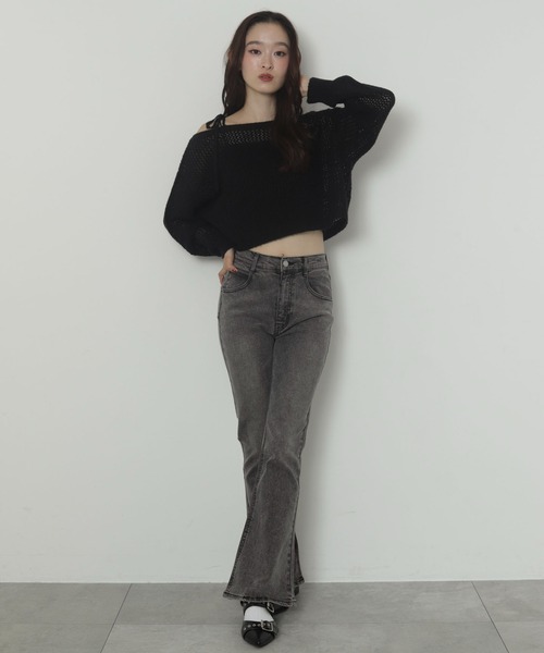 WEGO（ウィゴー）の「WEGO/ストレッチフレアデニムパンツ（デニムパンツ・レディース・ブラック/コバルトブルー/ダークブルー/ダークインディゴブルー/ブラック系その他・SMALL/MEDIUM）」の6枚目の写真